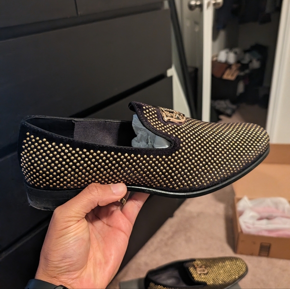 Black and gold Stacy Adams loafers - Picture 4 of 7